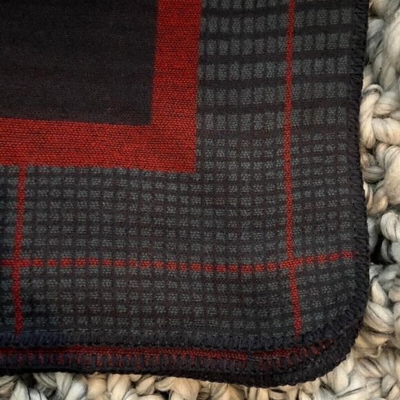 Navy Blue & Red Sweater Scarf Poncho Cape Open Front Blanket Shawls Women - Picture 3 of 4